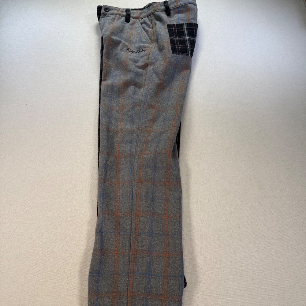 RipNDip Split Plaid Pants Mens/Uni 30" Wool Blend Two Tone Black Grey Streetwear - Picture 7 of 13